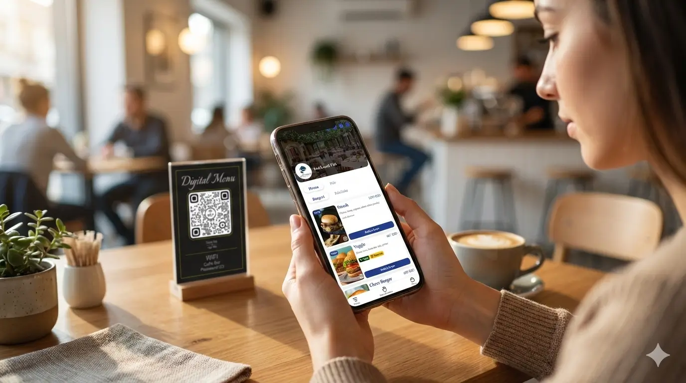 Prikaz digitalnog menija na ekranu koji je skeniram preko QR koda