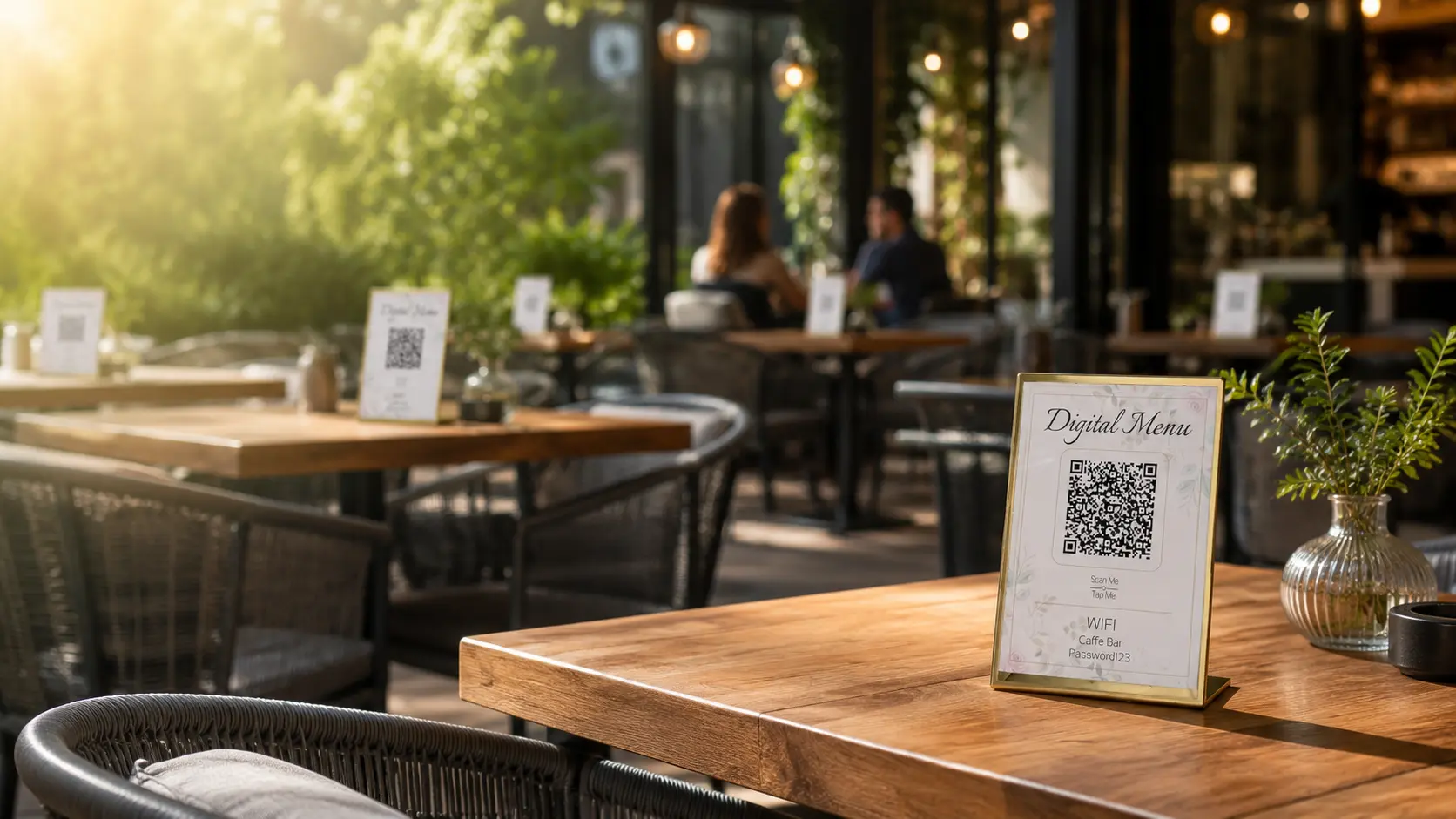 QuickMenu digitalni meni na QR stalcima u restoranu